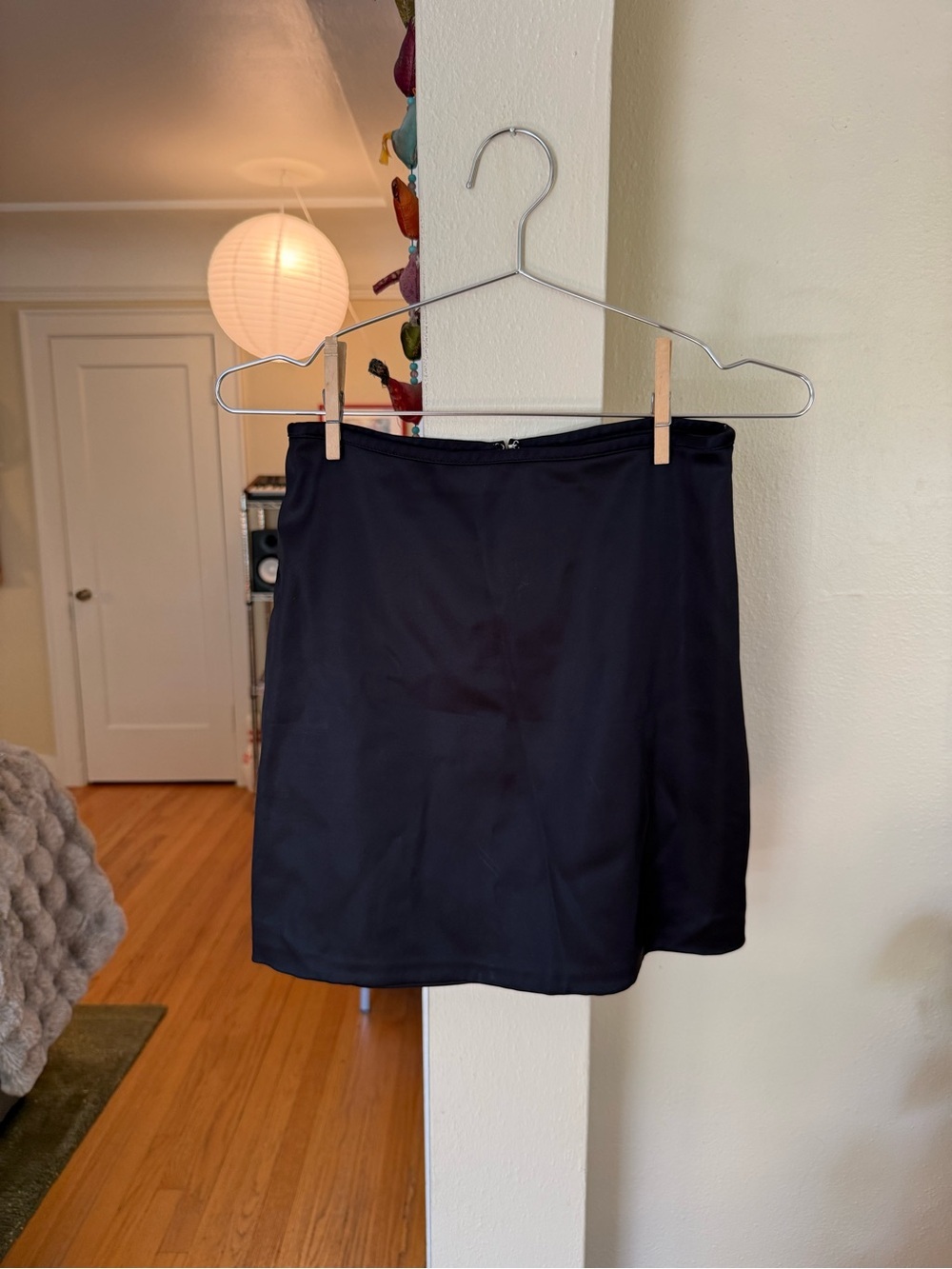 Aritzia Wilfred Black Satin Mini Skirt